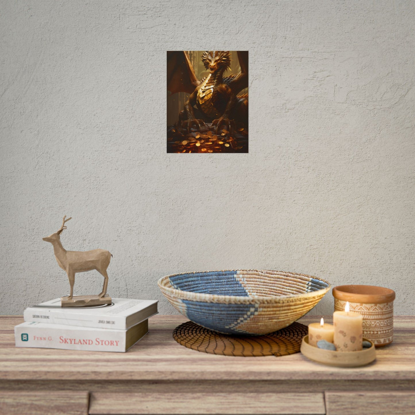 Majestic Dragon Guardian: Fantasy Artwork in a Magical Lair - Poster
