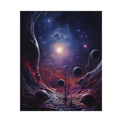 Cosmic Black Hole: Space Artwork with Planet Orbits - Poster