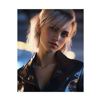 Cyberpunk Teenage Girl: Blonde Digital Art - Poster