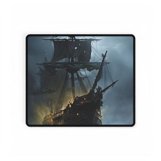 Ghostly Pirate Voyage: Historic Sea Travel Digital Art - Desk Mat