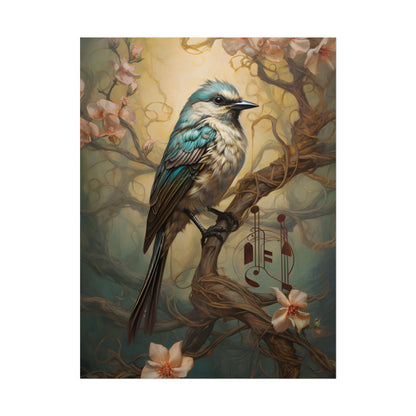 Blue Beauty: A Majestic Songbird in Nature - Poster