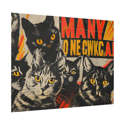 Red Cats in Soviet Motion: A Playful Poster Art - Poster