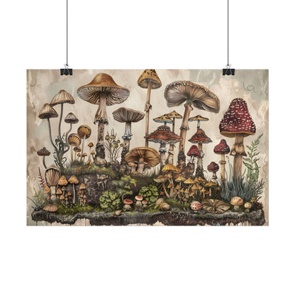 Vintage Mushroom Illustrations: A Collection of Unique Fungi - Poster