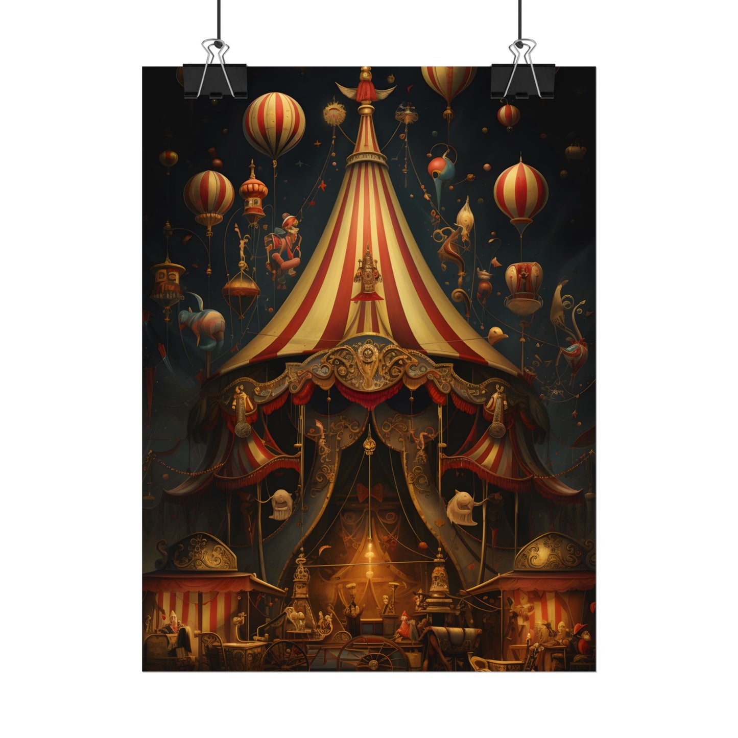 Whimsical Clockwork Circus: Fantastical Art with Vibrant Details - Poster