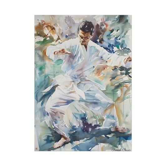 Watercolor Dance: A Man in White Attire - Poster