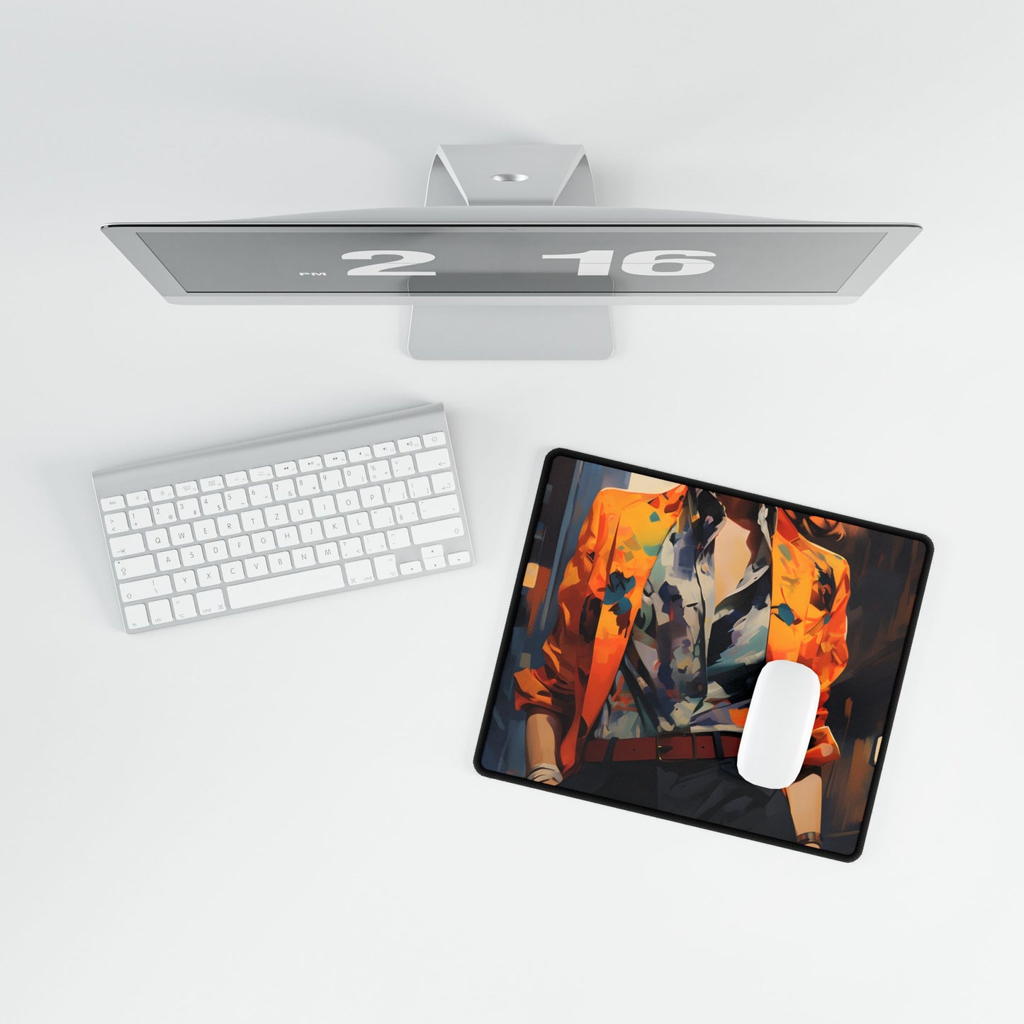 Urban Youthful Portrait: Fashionable City Style Digital Art - Desk Mat