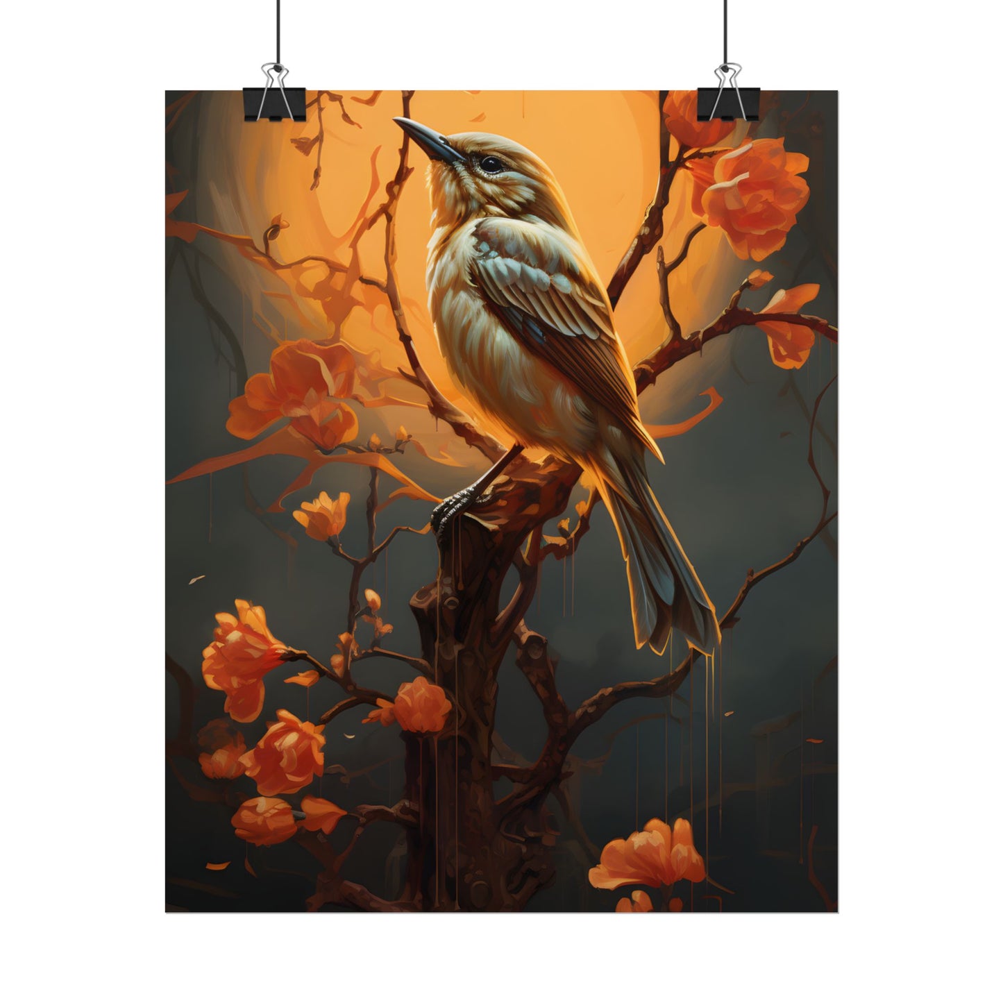 Enigmatic Songbird Guardian: Urban Artwork - Poster