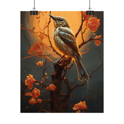 Enigmatic Songbird Guardian: Urban Artwork - Poster