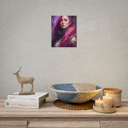 Astonishing Female Portrait: Stylized Pink Hair Artwork in Dre - Poster
