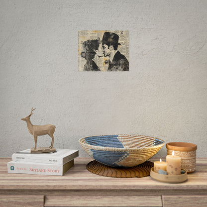 Vintage Romance Couples: Newsprint Artwork - Intimate Moments - Poster