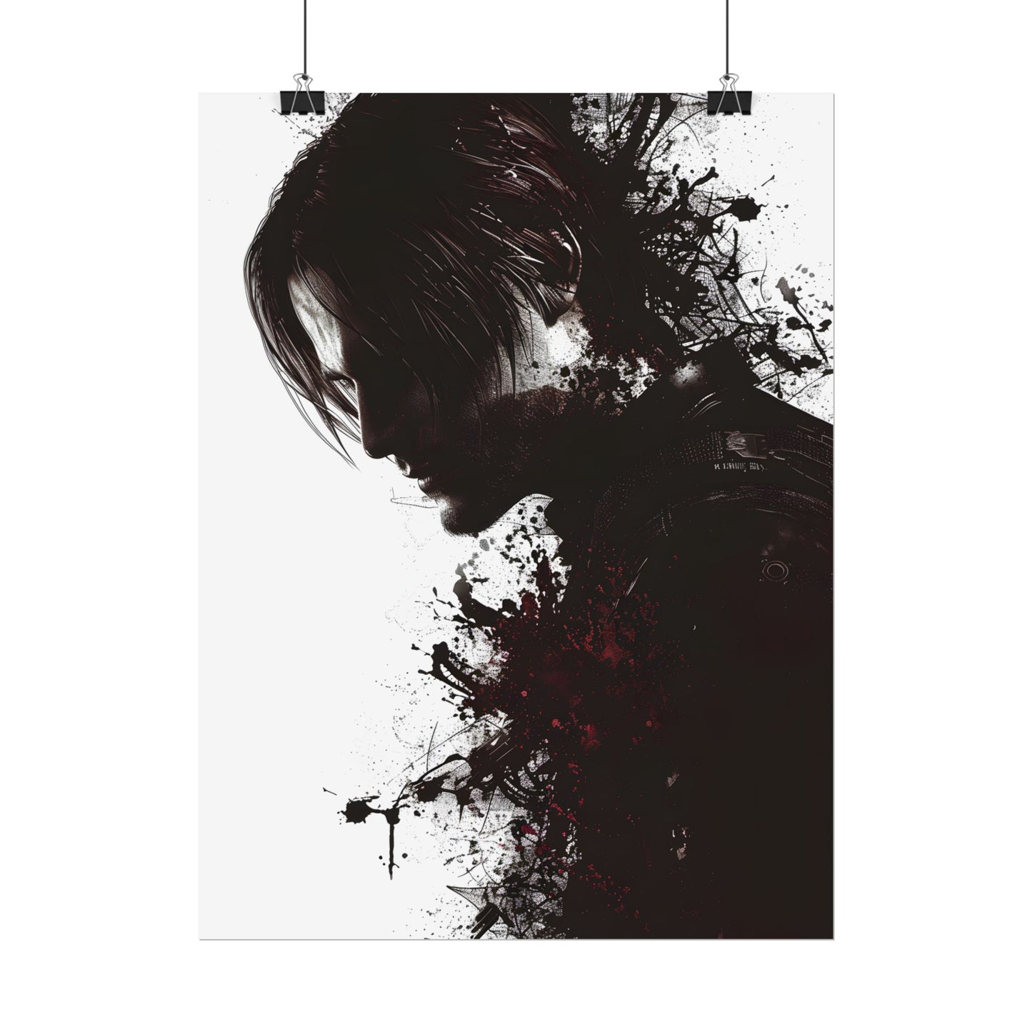 Emerging from Darkness: Blood-Splattered Figure Digital Art - Poster