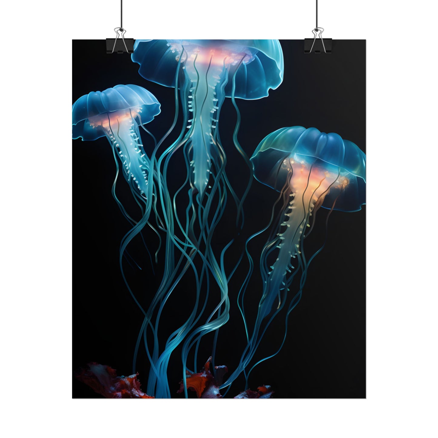 Bioluminescent Oceanic Ballet: Ethereal Underwater Dance - Poster