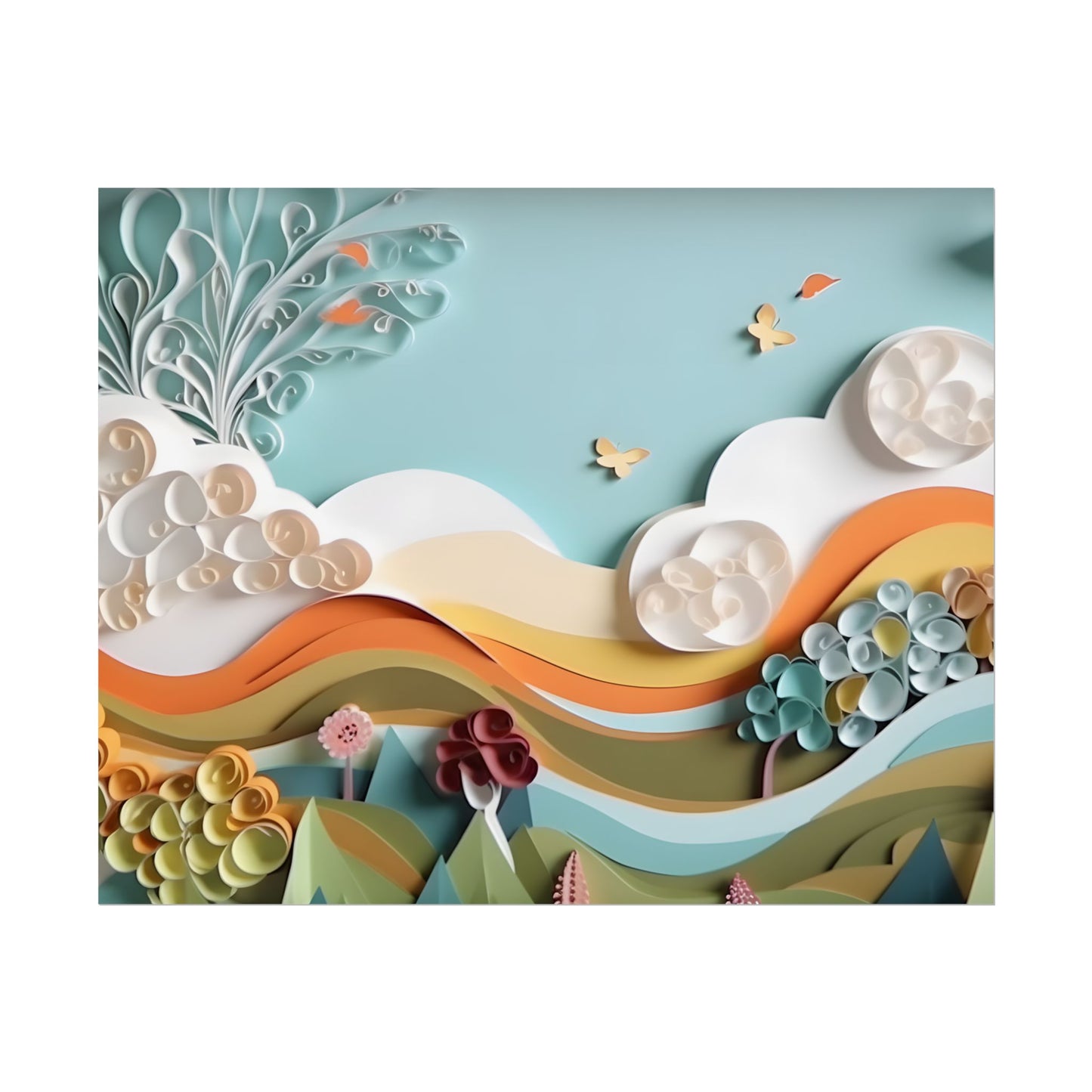 Peaceful Beach Serenade: Paper Quilling Art - Poster