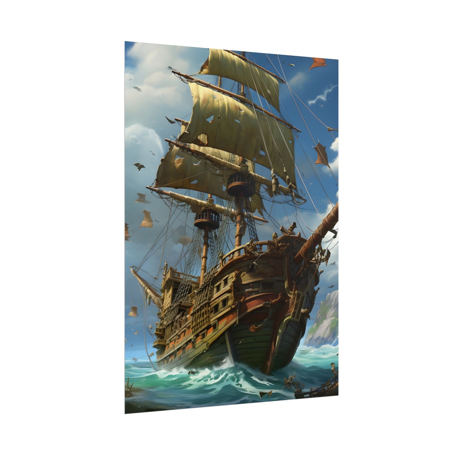 Swashbuckling Time-Traveling Pirate Crew: Colorful Artwork - Poster