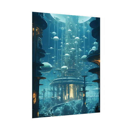 Underwater City of Tomorrow: Futuristic Urban Landscape Art - Poster