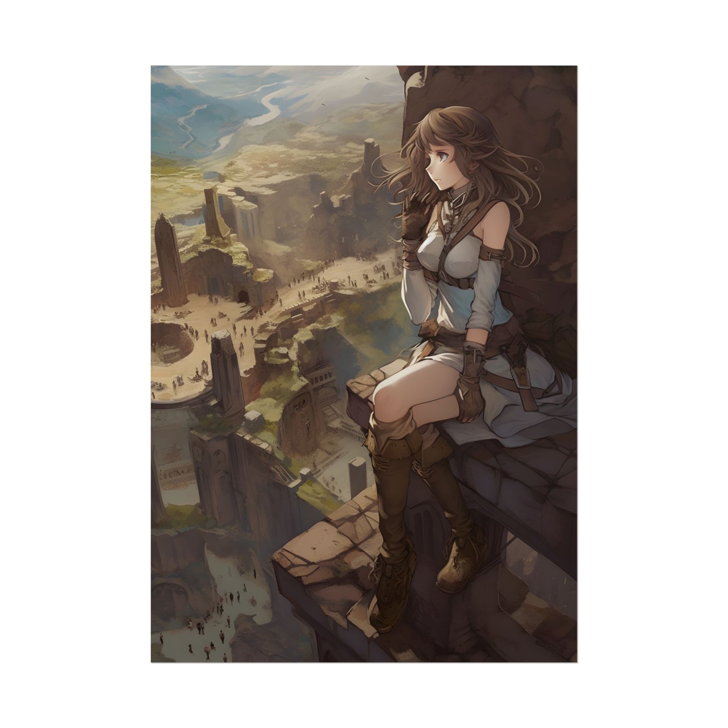 Heroic Bird's Eye View: A Detailed Anime Scene - Poster