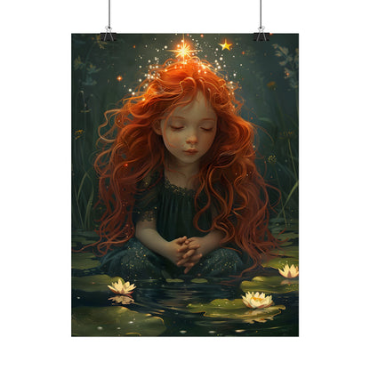 Sparkly Redhead Daydream: Young Girl Digital Art - Poster
