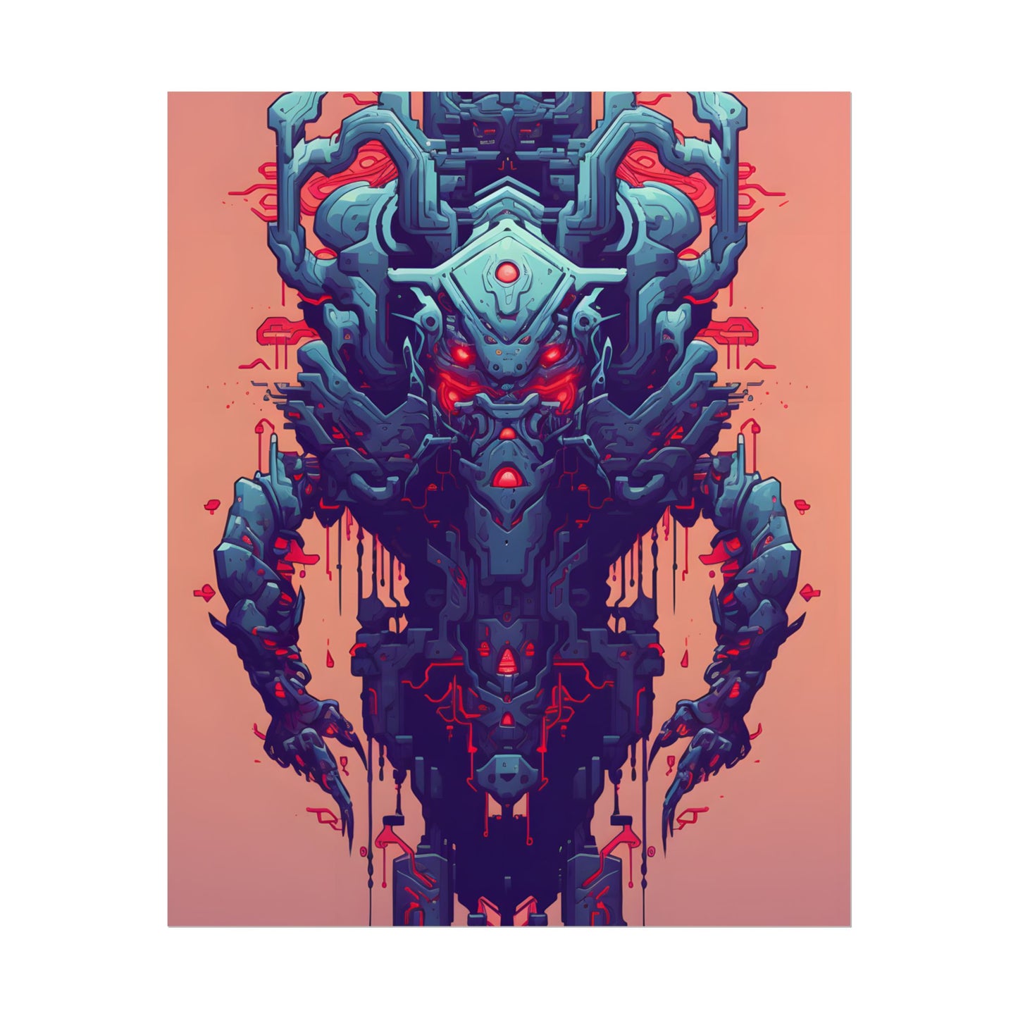 Neon Pixel Pets: Cyberpunk Synthwave Digital Art - Poster