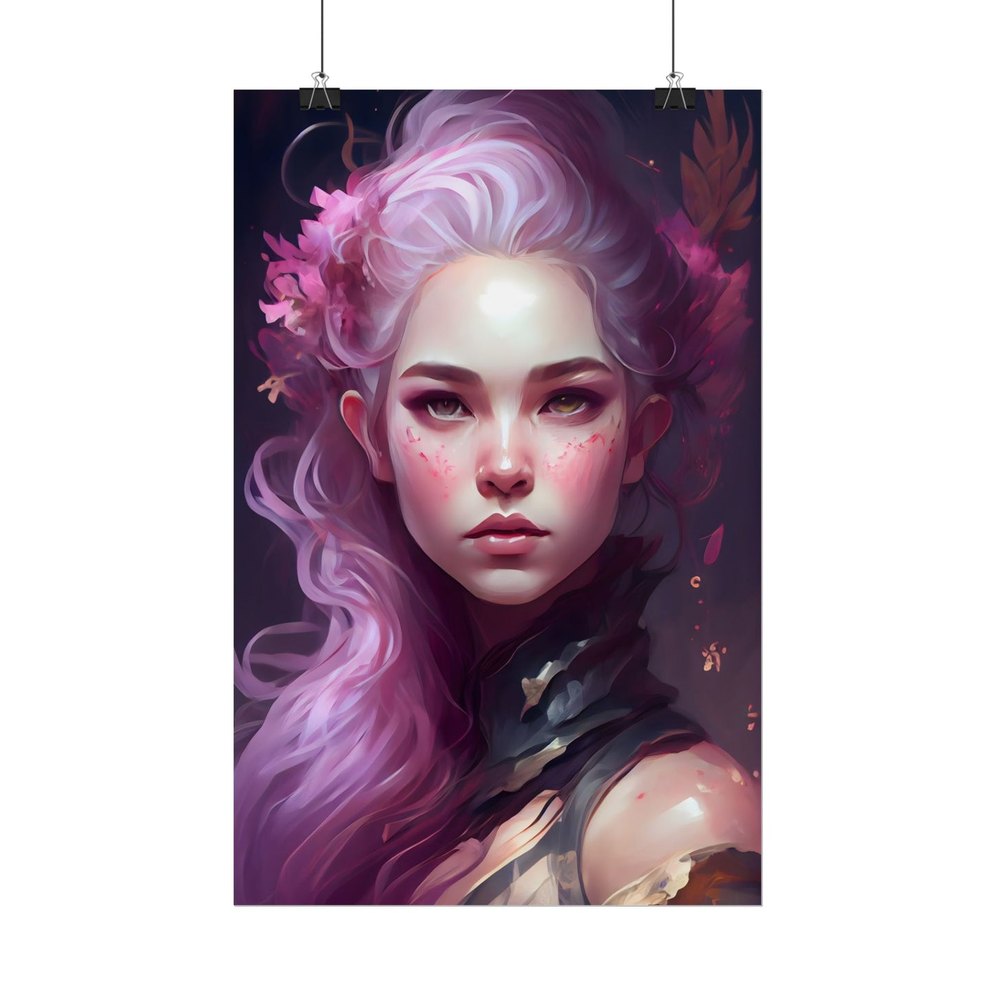 Astonishing Female Portrait with Pink Hair: Dre Artwork - Poster