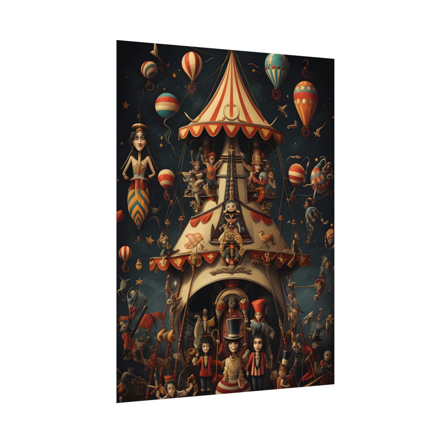Whimsical Clockwork Circus: Fantastical Artwork in Vibrant Colors - Poster