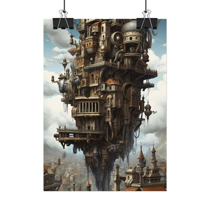 Steampunk Paris Cityscape: Colorful 19th Century Artwork - Poster