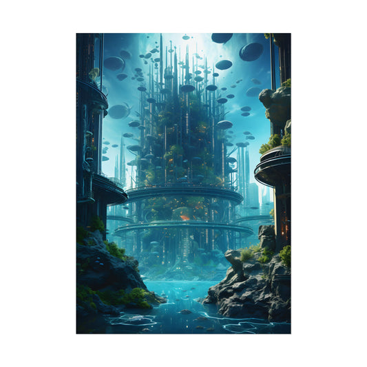 Underwater City: Futuristic Metropol in Calm Waters - Poster