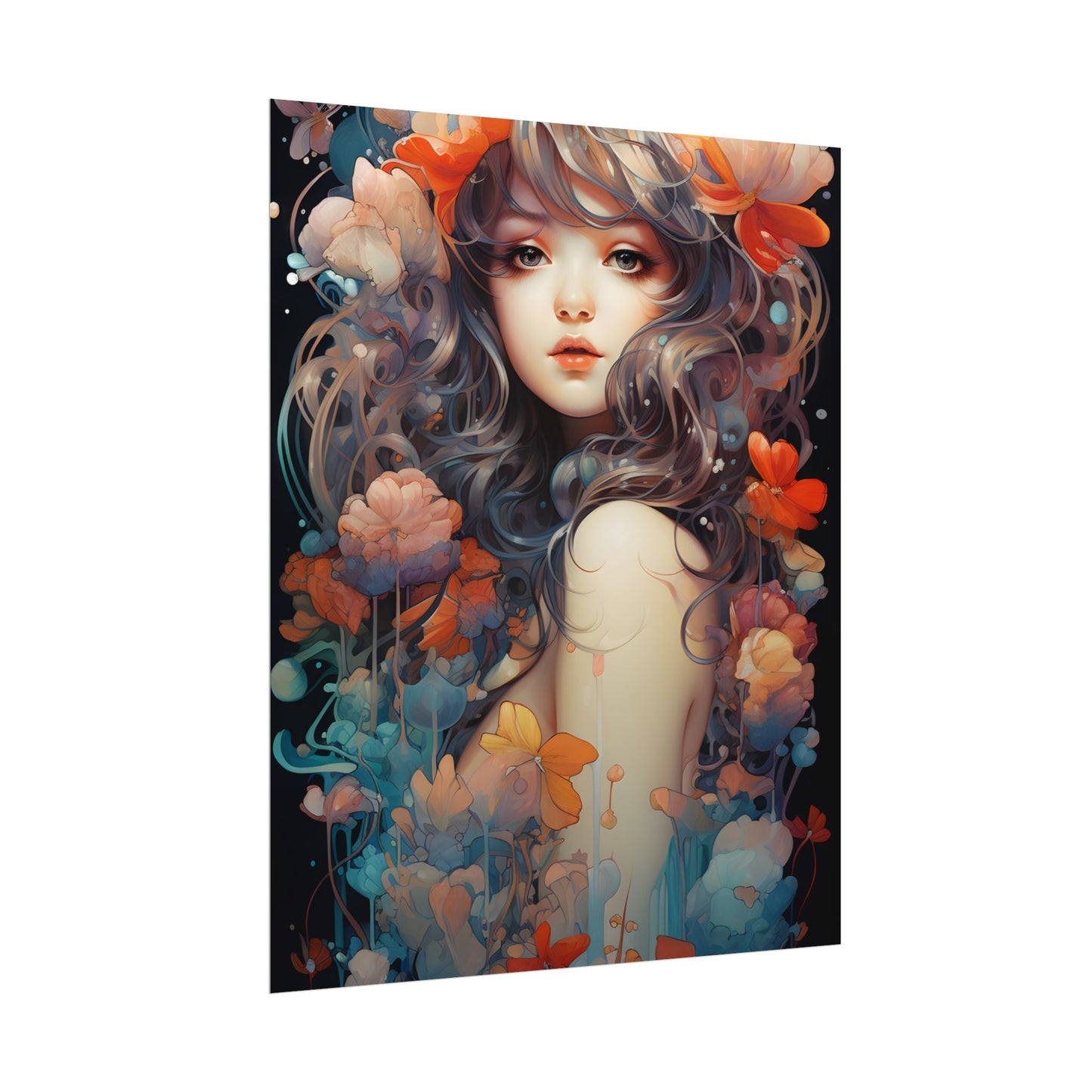 Peaceful River Garden: A Tranquil Landscape with Roses - Poster