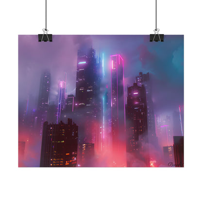 Futuristic Cityscape: Neon Dreams in the Urban Sky - Poster