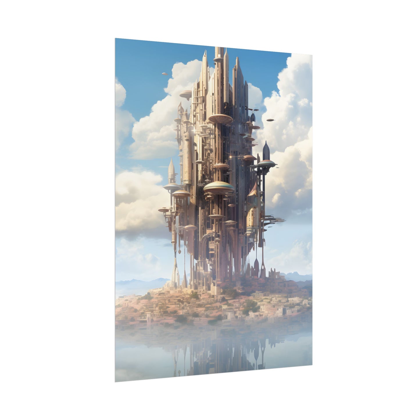 Breathtaking Floating Cityscape: Columbia 6 Digital Art - Poster