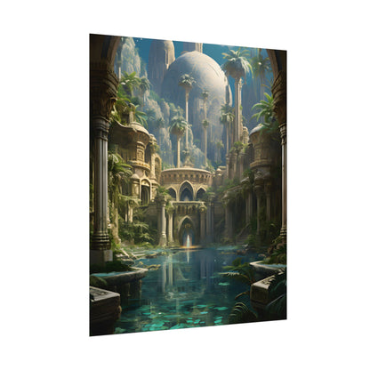 Majestic Desert Oasis: Arabian Nights-Inspired Bird's Eye View - Poster