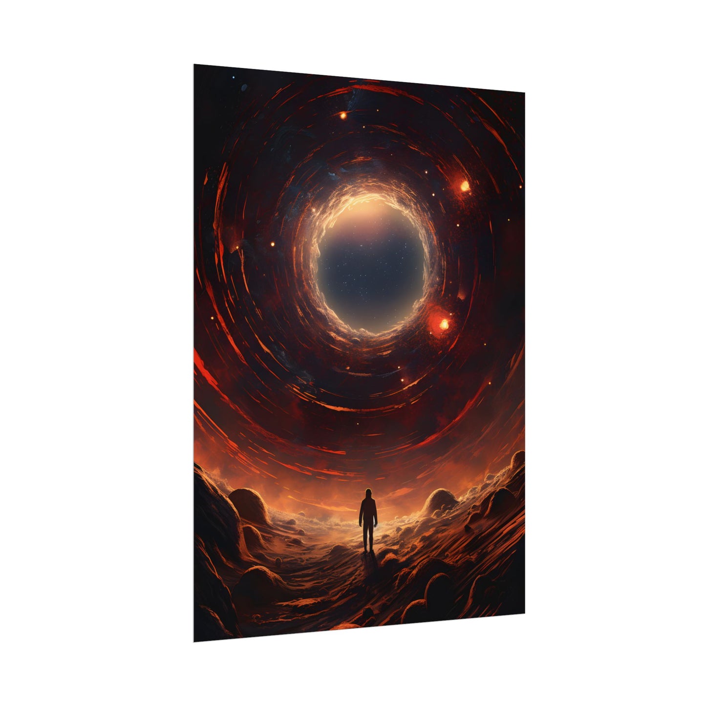 Black Hole Cosmic: A Realistic Digital Artwork of a Planet in Orbit - Poster