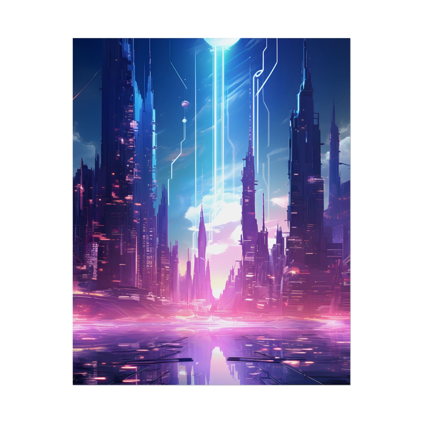 Futuristic Cityscape: Cyberpunk Dreams in a Dystopian World - Poster