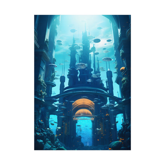 Futuristic Underwater Metropolis: Glass Cityscape - Poster
