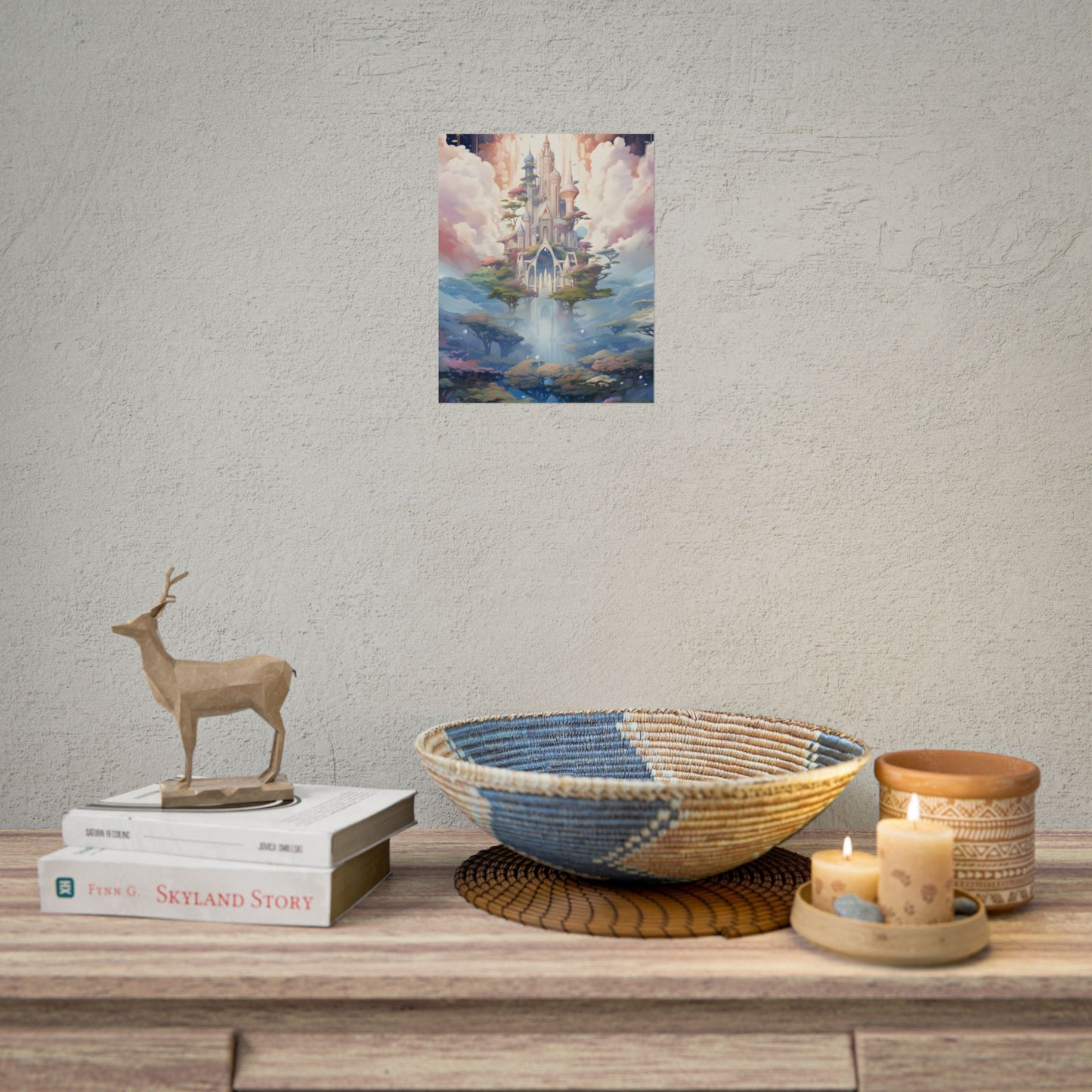Surreal Floating City in Celestial Fantasy: A Dreamlike Digital Artwork - Poster