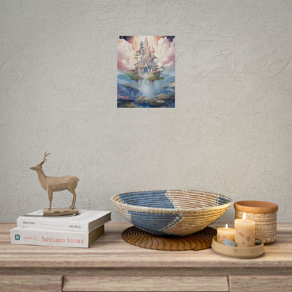 Surreal Floating City in Celestial Fantasy: A Dreamlike Digital Artwork - Poster