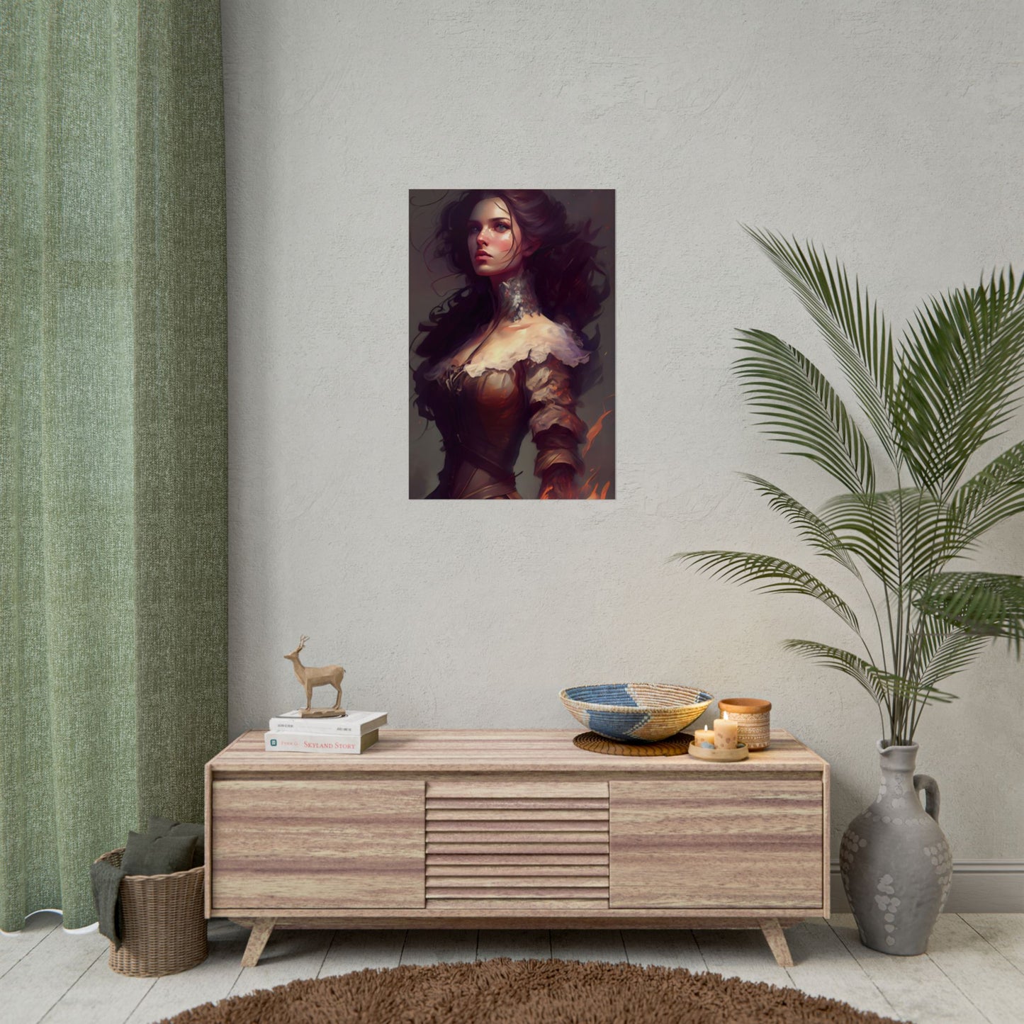 Lovely Brown Hair Portrait: Stunning Female Art - Poster