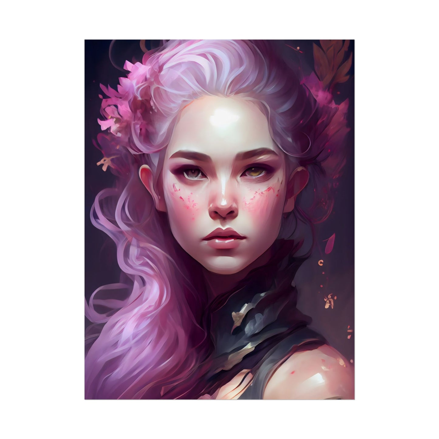 Astonishing Female Portrait with Pink Hair: Dre Artwork - Poster