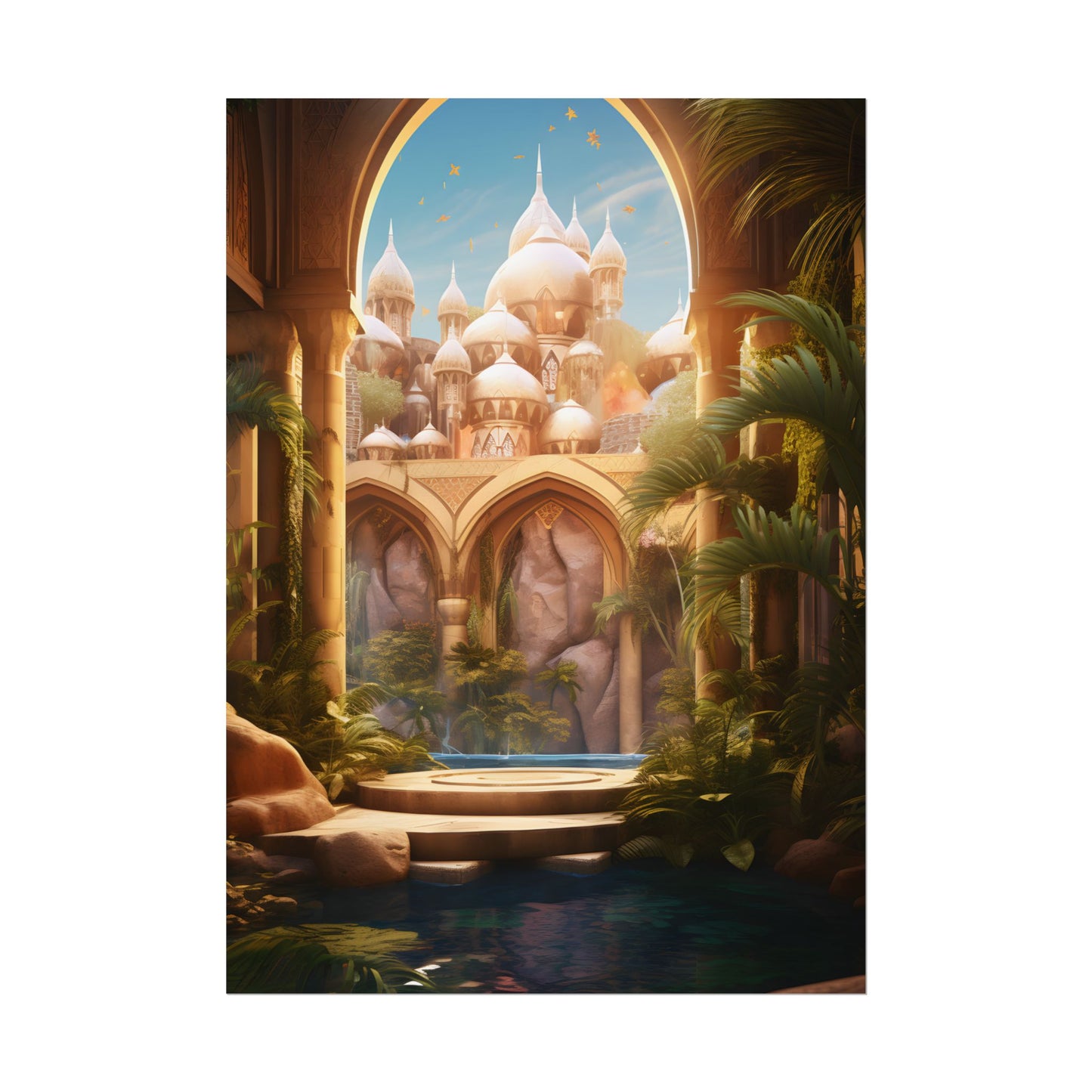 Mythical Desert Oasis: Arabian Nights Inspired Artwork - Poster