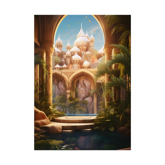 Mythical Desert Oasis: Arabian Nights Inspired Artwork - Poster