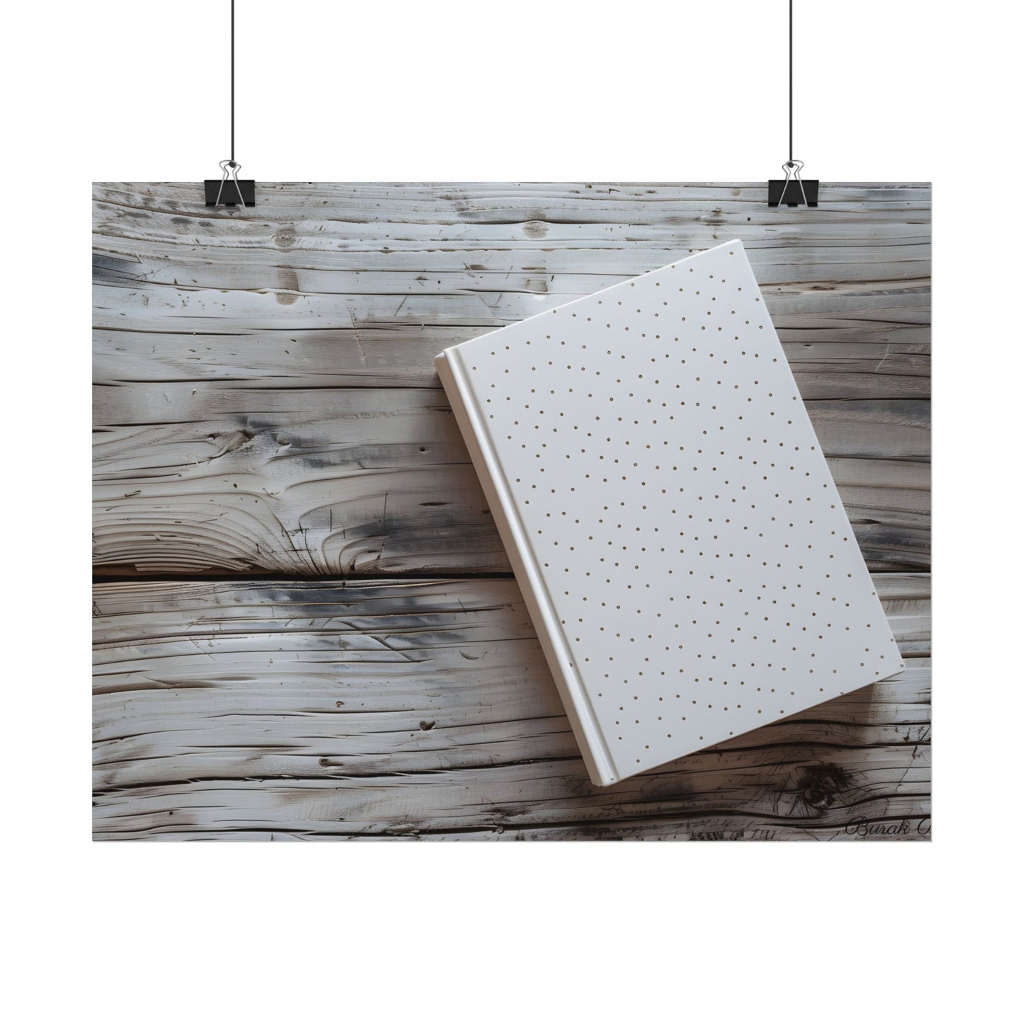 Minimalist Notebook with Embossed Dot Pattern: Unique Stationery Art - Poster