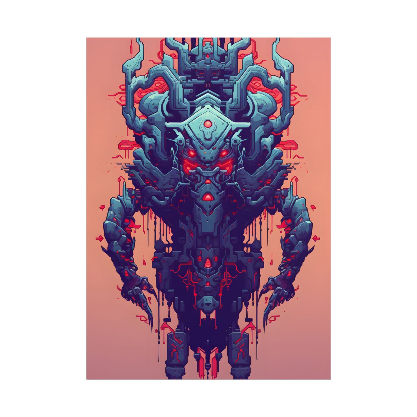 Neon Pixel Pets: Cyberpunk Synthwave Digital Art - Poster