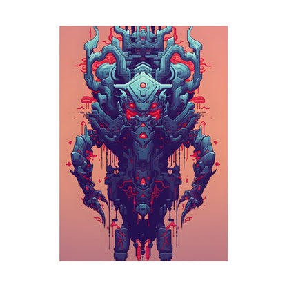 Neon Pixel Pets: Cyberpunk Synthwave Digital Art - Poster