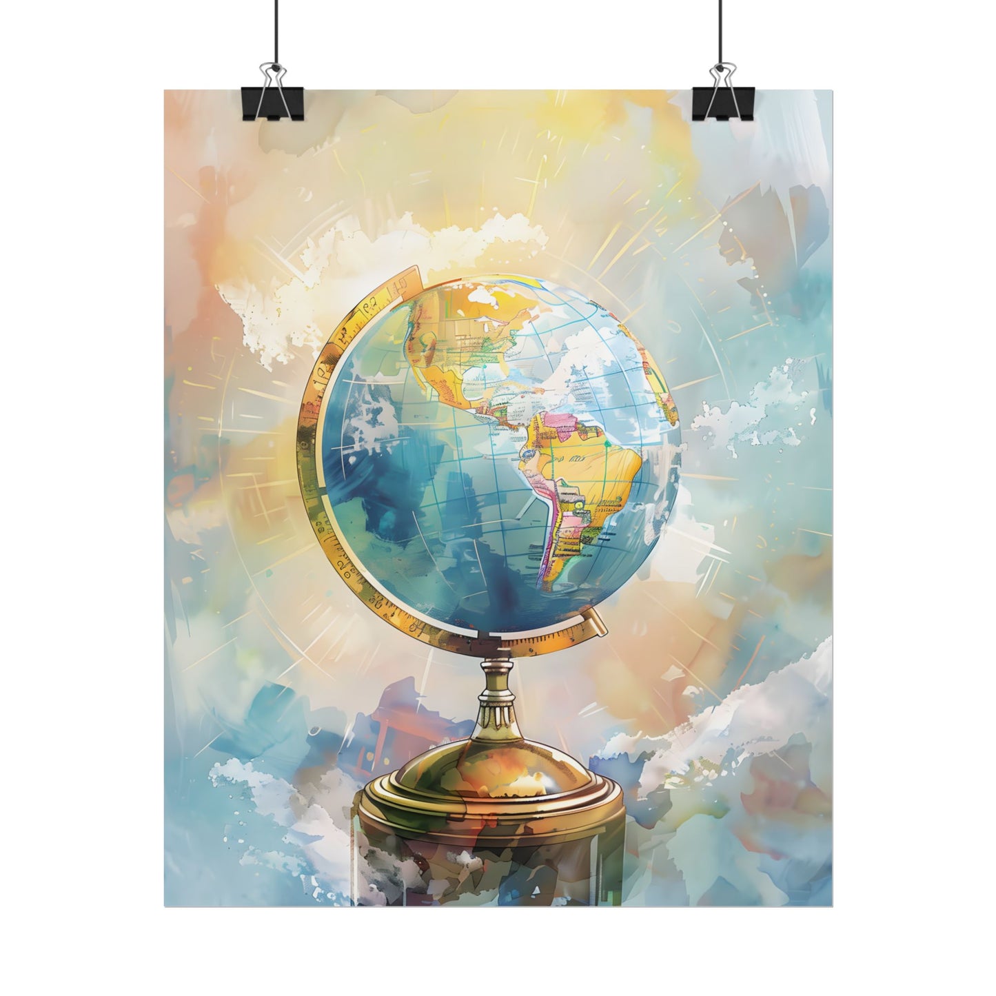Vintage-Style Globe: World Map with Iconic Features - Poster