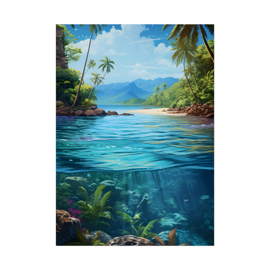 Tropical Island Oasis: Tranquil Tropical Landscape Art - Poster