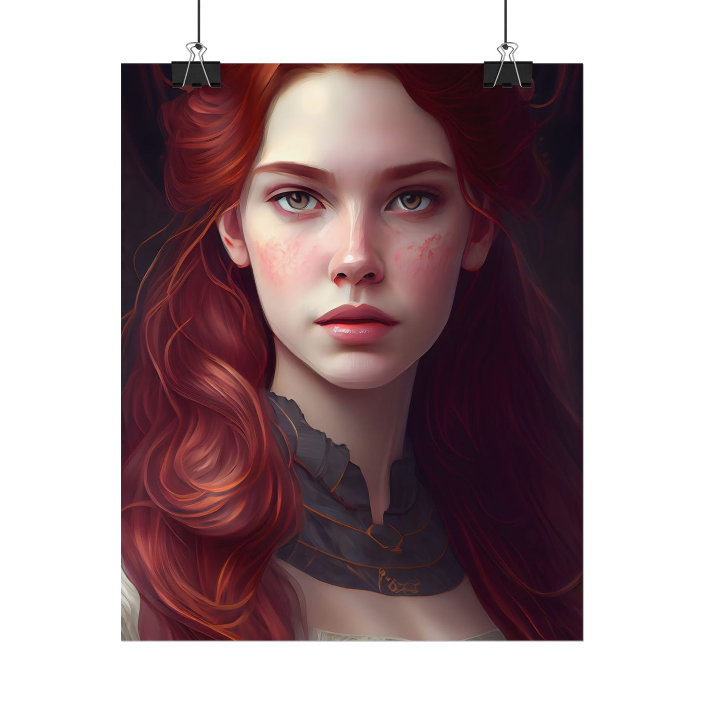 Beautiful Redhead Female Portrait: Classic Timeless Artwork - Poster