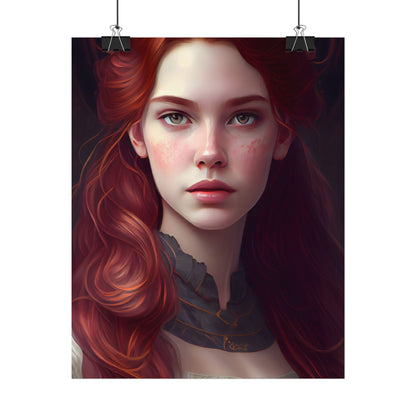 Beautiful Redhead Female Portrait: Classic Timeless Artwork - Poster