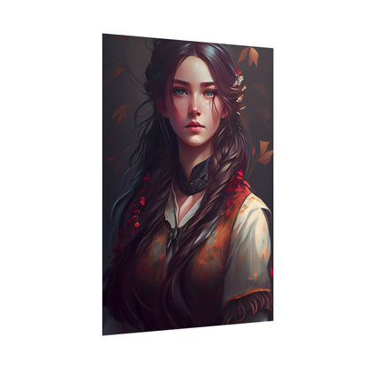 Vibrant Portrait: Brown Hair, Green Eyes Artwork - Poster
