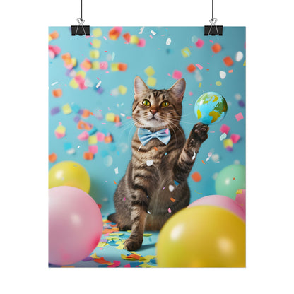 Whimsical Cat in Bow Tie: Close-Up Art Print - Poster