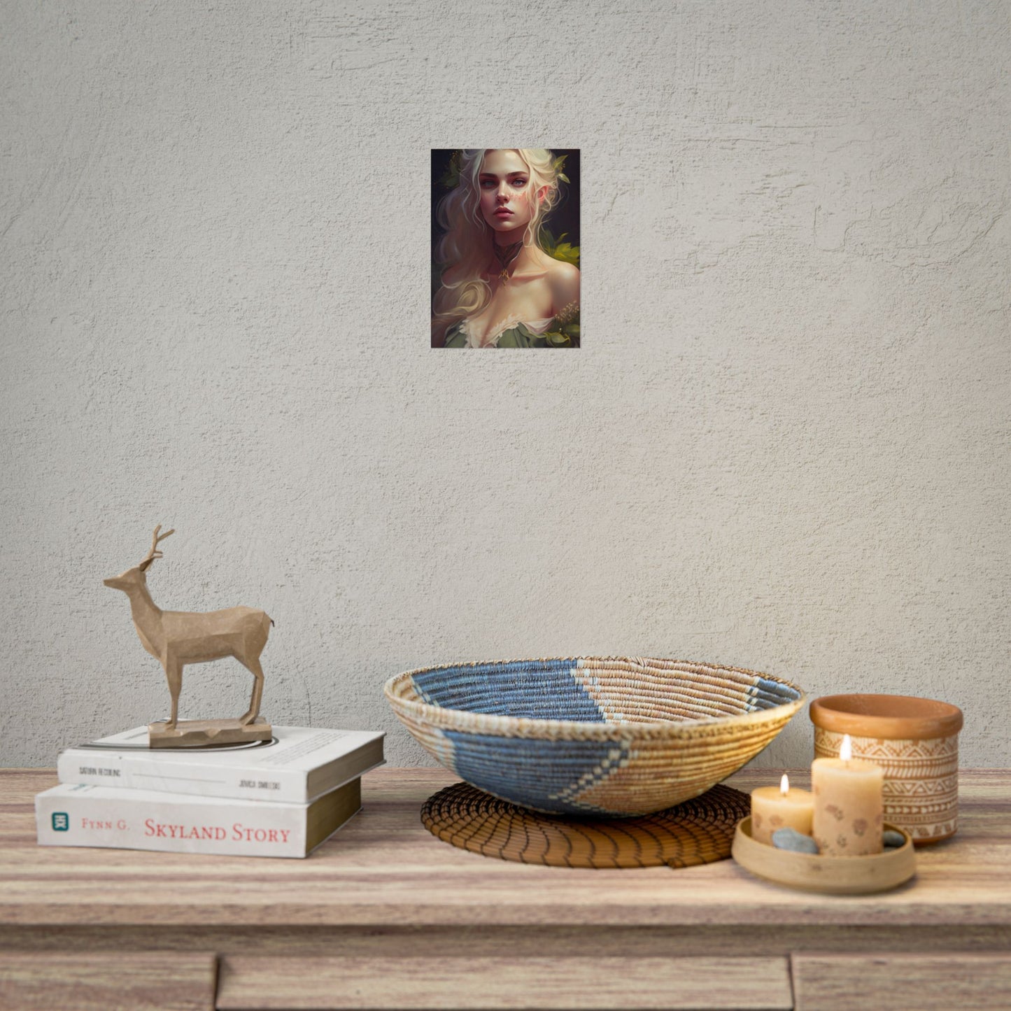 Detailed Blonde Female Portrait: Red Top Artwork - Poster