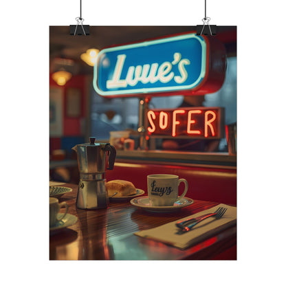 Retro Kitchen Diner Scene: Cozy Coffee Moment - Poster